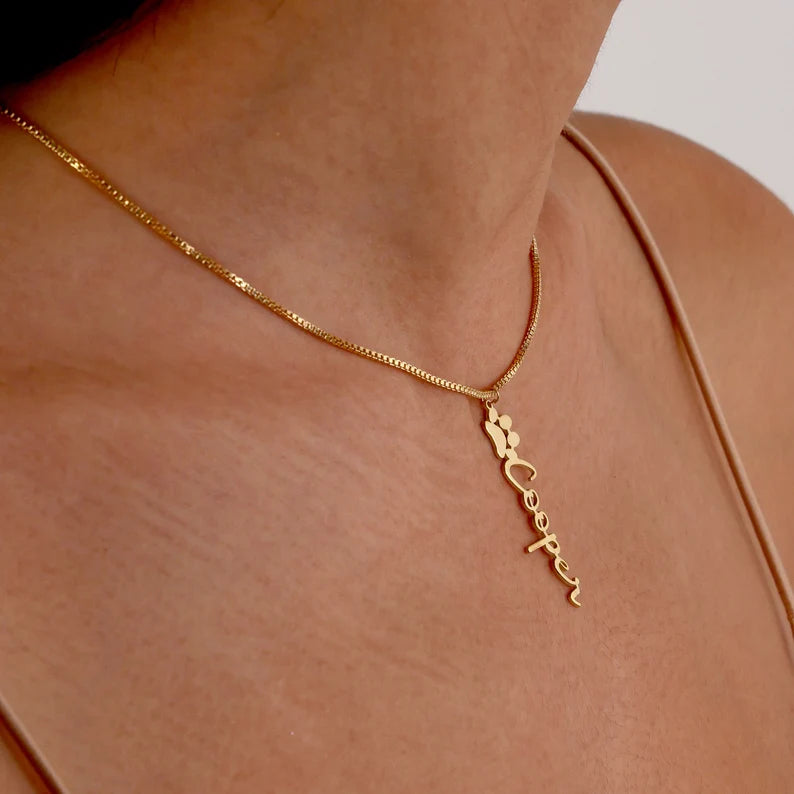 Paw Pet Name Necklace