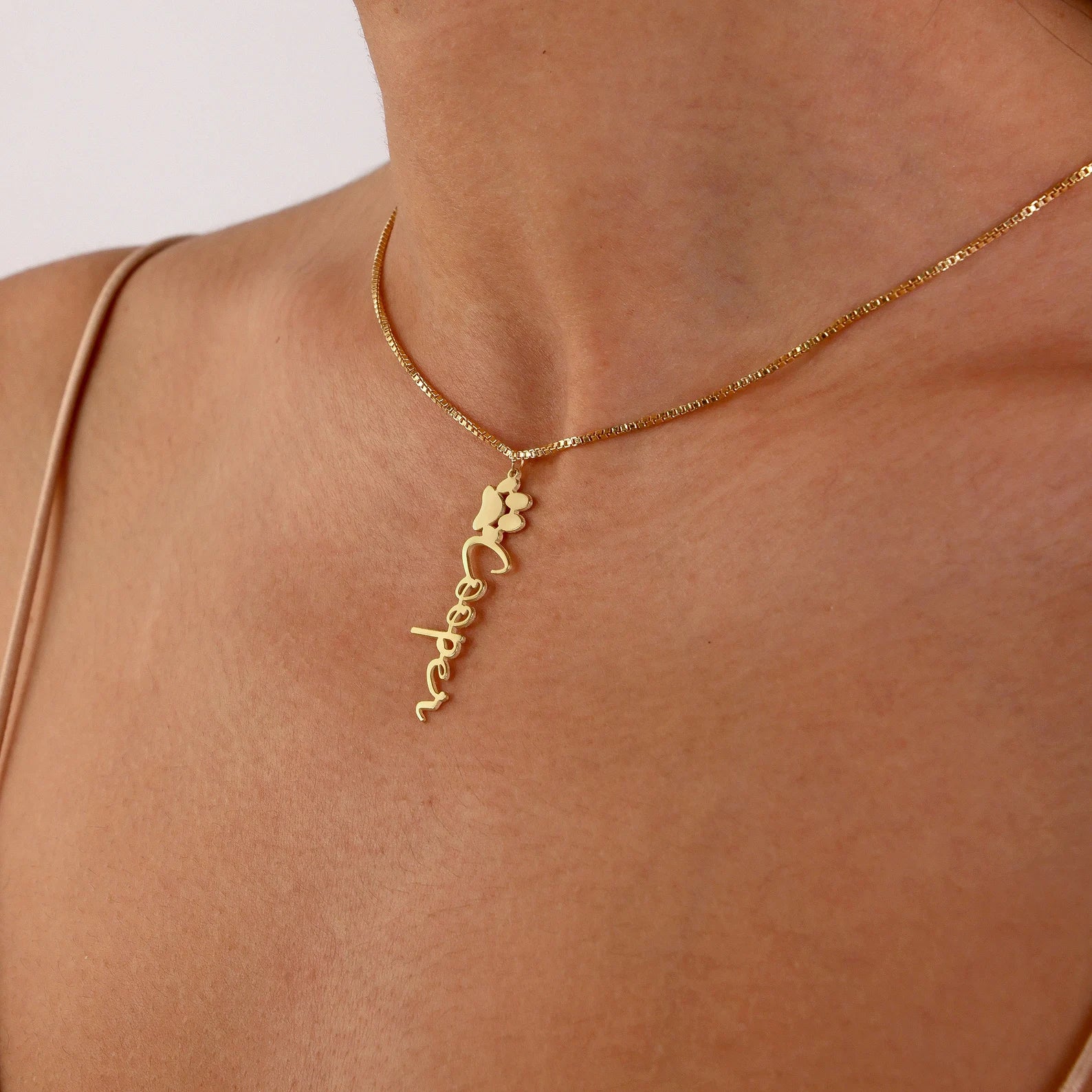 Paw Pet Name Necklace