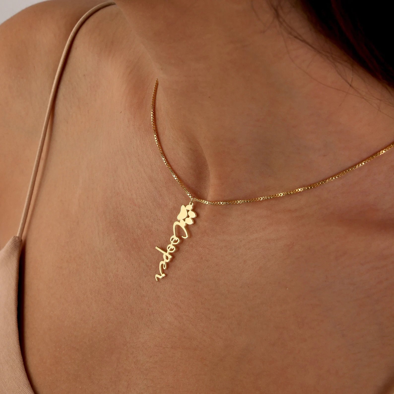 Paw Pet Name Necklace